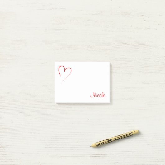 Red Heart Post-it® Notes (Op bureau)