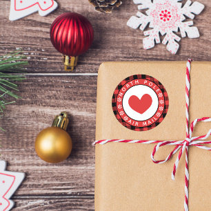 Red Heart Pset North Pole Air Mail Ronde Sticker