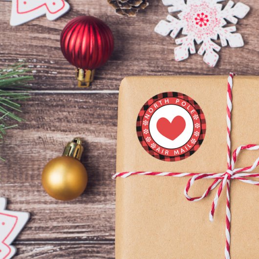 Red Heart Pset North Pole Air Mail Ronde Sticker