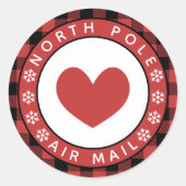 Red Heart Pset North Pole Air Mail Ronde Sticker (Voorkant)
