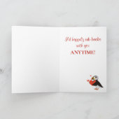 Red Heart Puffin Love Design Valentijnse Kaart (Binnen)