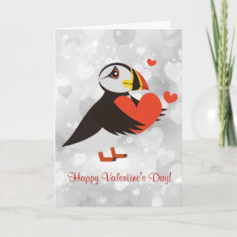 Red Heart Puffin Love Design Valentijnse Kaart