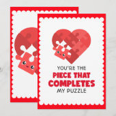 Red Heart Puzzel Jij Bent het Missende Stuk   Feestdagenkaart (Voorkant / Achterkant)