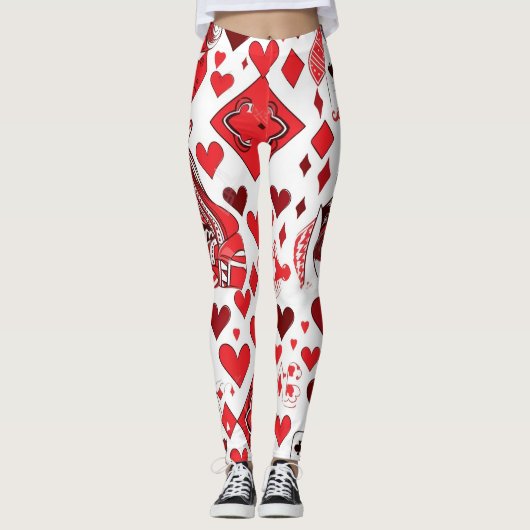 Red Heart Queen/King of Kaart Leggings (Voorkant)