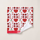 Red heart red flowers garden chic floral foliage bad handdoek (Wasdoekje)