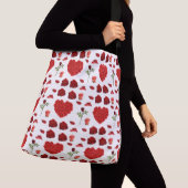 Red heart red flowers garden chic floral foliage crossbody tas (Dichtbij)