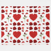 Red heart red flowers garden chic floral foliage fleece deken (Voorkant (Horizontaal))