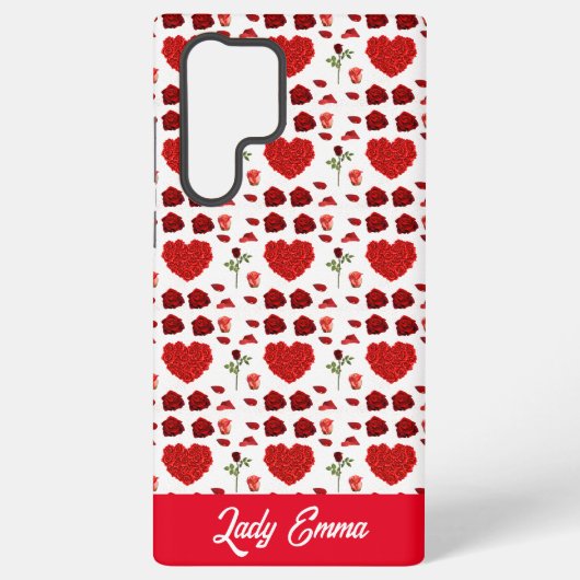 Red heart red flowers garden chic floral foliage samsung galaxy hoesje (Achterkant)