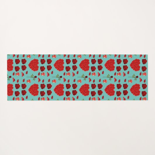 Red heart red flowers garden chic floral foliage yogamat (Achterkant (horizontaal))