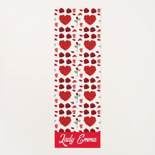 Red heart red flowers garden chic floral foliage yogamat (Voorkant)