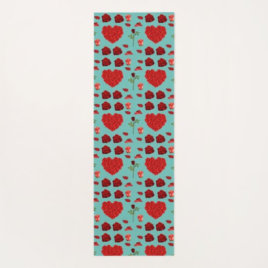 Red heart red flowers garden chic floral foliage yogamat (Achterkant)