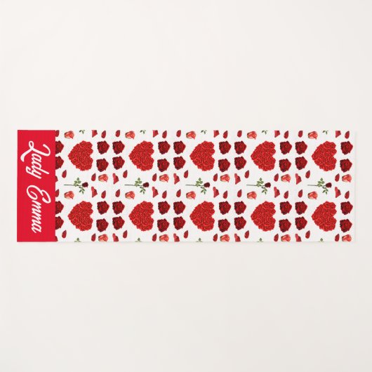 Red heart red flowers garden chic floral foliage yogamat (Voorkant (horizontaal))
