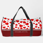 Red Heart Ribbon Custom Naam Duffle Bag Plunjezak (Voorkant)