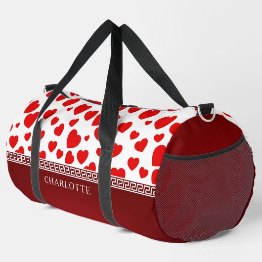 Red Heart Ribbon Custom Naam Duffle Bag Plunjezak (Rechterhoek)
