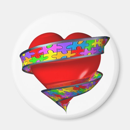 Red Heart Ribbon Magneet (Voorkant)