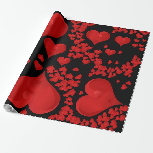 Red Heart Romantic Love Valentijn Cadeaupapier (Uitgerold)