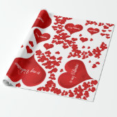 Red Heart Romantic Love Valentijn Cadeaupapier (Uitgerold)
