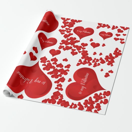 Red Heart Romantic Love Valentijn Cadeaupapier (Uitgerold)