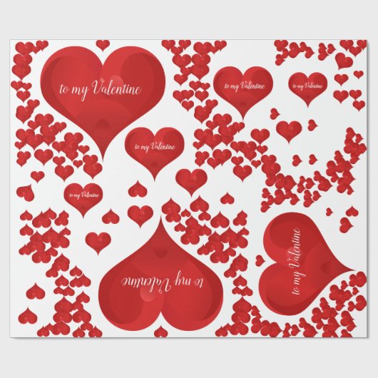 Red Heart Romantic Love Valentijn Cadeaupapier (Vlak)