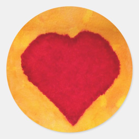 Red Heart Ronde Sticker (Voorkant)