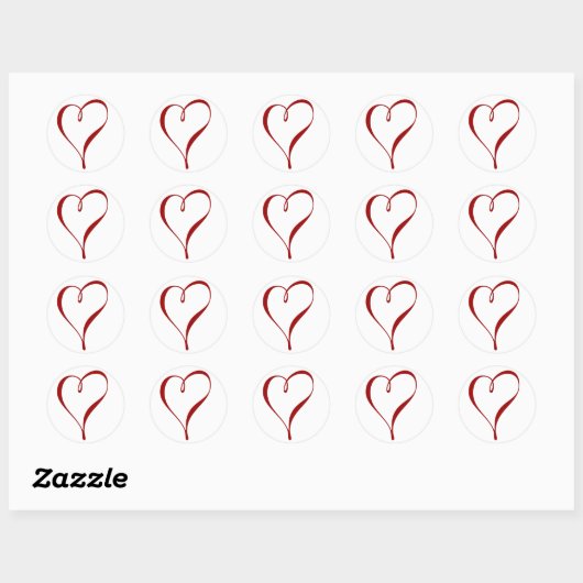 Red Heart Ronde Sticker (Vel)