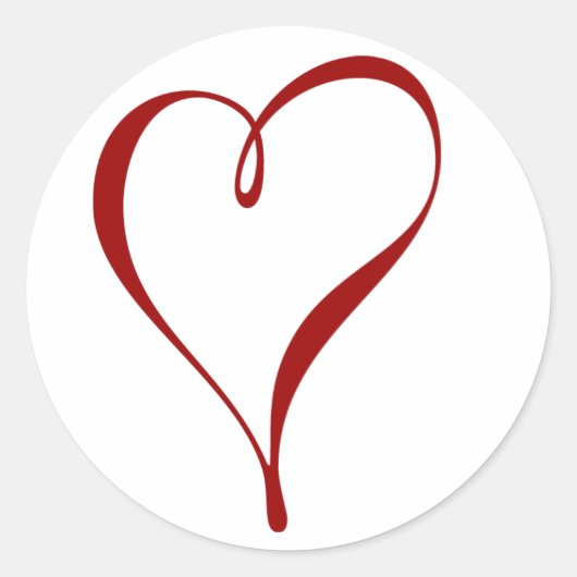 Red Heart Ronde Sticker (Voorkant)