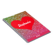 Red Heart Roos Gold Glitter Valentijnsdag Naam Notitieboek (Rechterzijde)