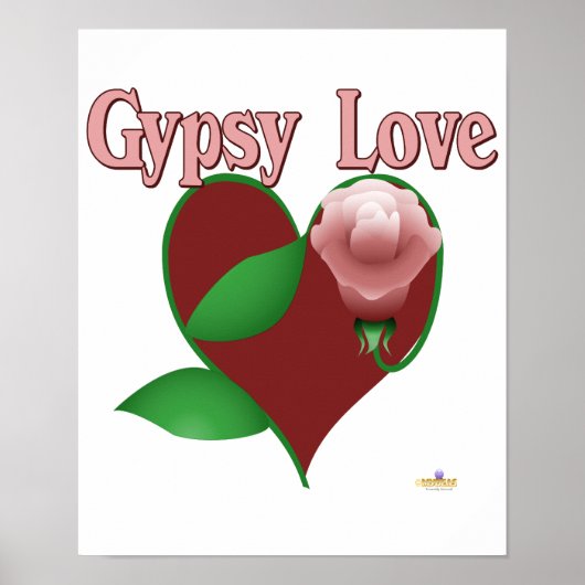 Red Heart Roze Rose Gypsy Love Poster (Voorkant)