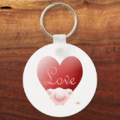 Red Heart Roze Roses Love Sleutelhanger (Voorkant)