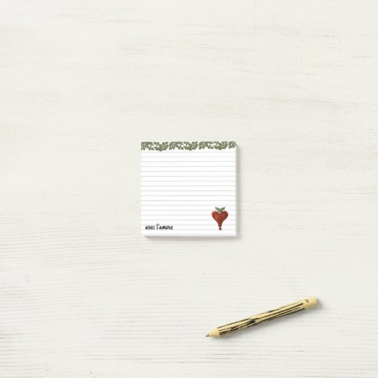 Red heart, ruled-lines post-it® notes (Op bureau)