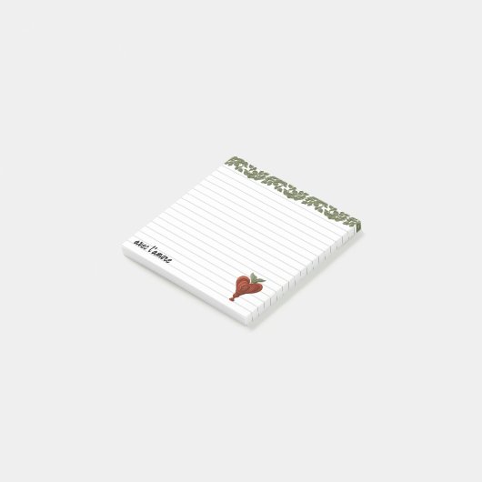 Red heart, ruled-lines post-it® notes (Schuin)
