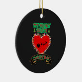 Red Heart Santa Sleigh Rendier Kerstvakantie Keramisch Ornament (Rechts)