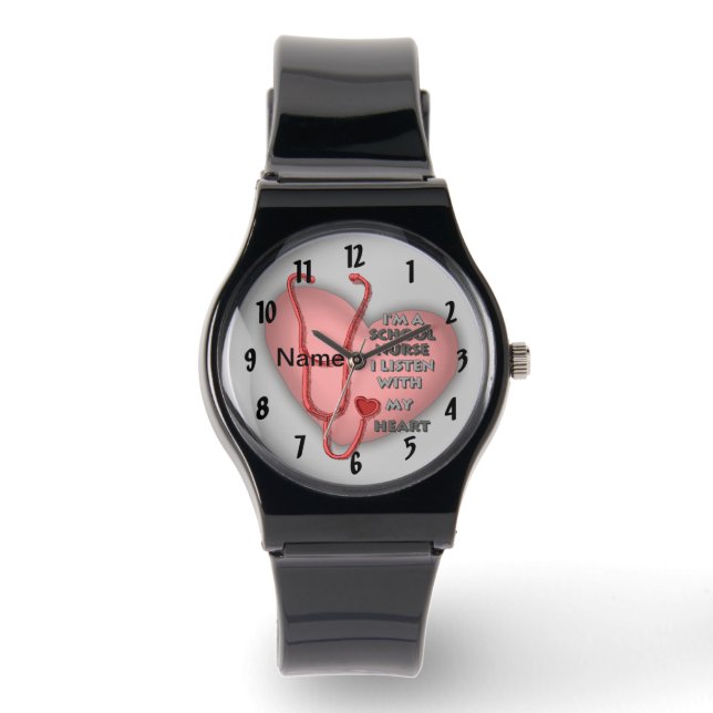 Red Heart School Nurse Horloge (Voorkant)