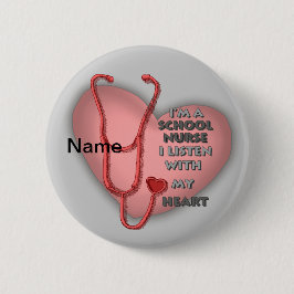 Red Heart School Nurse Ronde Button 5,7 Cm