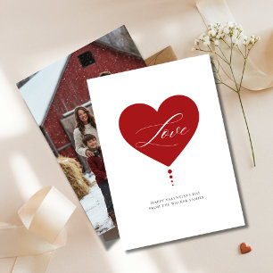 Red Heart Script Love Family Foto Valentijnsdag Feestdagenkaart