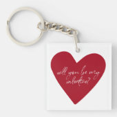 Red Heart Script-Valentijnsdag Sleutelhanger (voorkant)