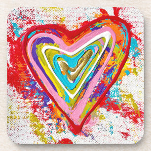 Red Heart Set van 6 Onderzetters