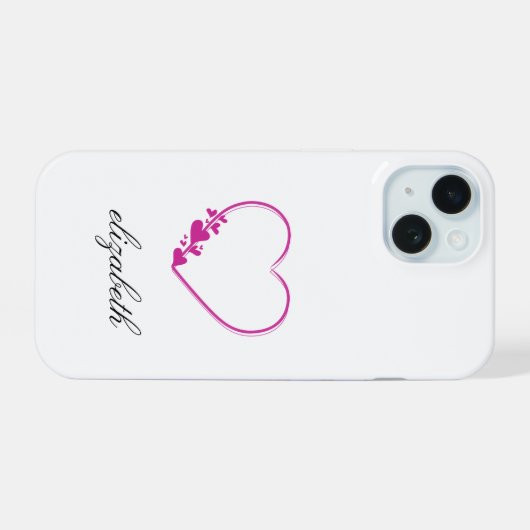 red heart shape withe background personalized  iPhone 15 case (Achterkant horizontaal)