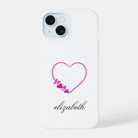 red heart shape withe background personalized iPhone 15 case (Achterkant)