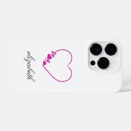 red heart shape withe background personalized  iPhone hoesje (Achterkant horizontaal)