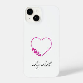 red heart shape withe background personalized  iPhone 14 hoesje