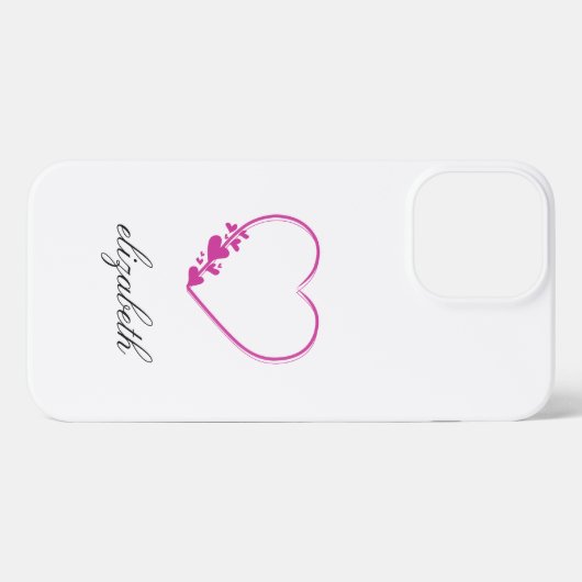 red heart shape withe background personalized iPhone hoesje (Achterkant horizontaal)