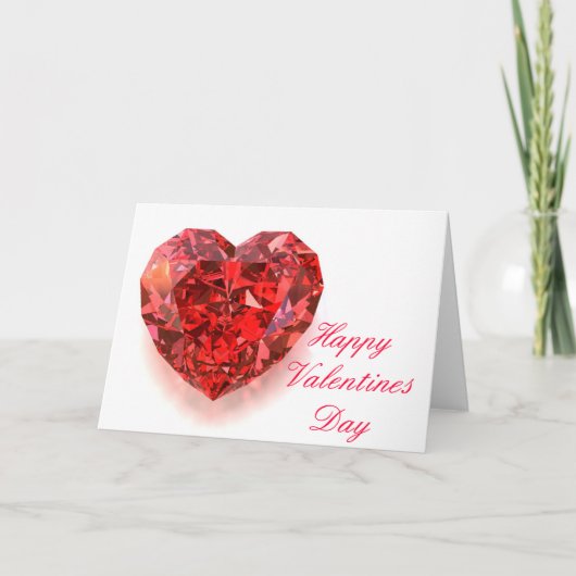 Red Heart Shaped Diamond Feestdagen Kaart (Voorkant)
