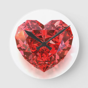 Red Heart Shaped Diamond Ronde Klok