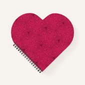 Red Heart Shaped Floral Pattern Notitieboek (Voorkant)