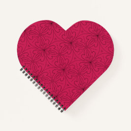 Red Heart Shaped Floral Pattern Notitieboek