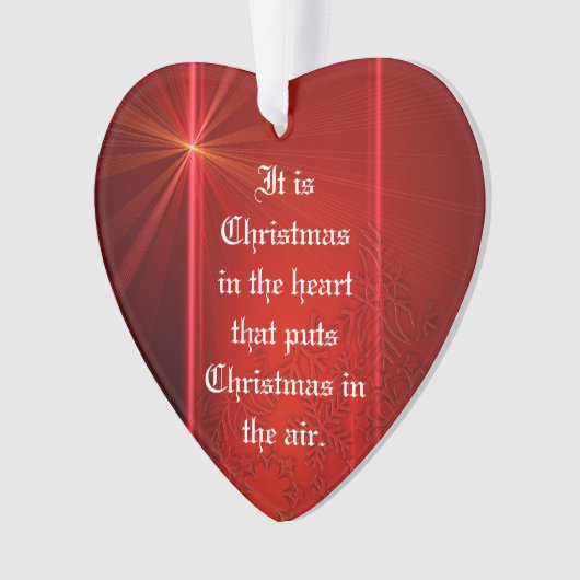 Red Heart Shaped Kerstversiering met Citaat Ornament (voorkant)