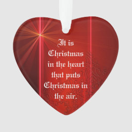 Red Heart Shaped Kerstversiering met Citaat Ornament