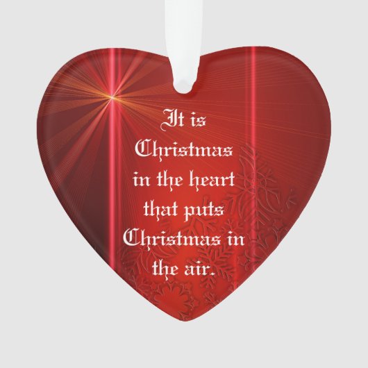 Red Heart Shaped Kerstversiering met Citaat Ornament (voorkant)