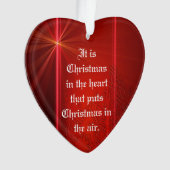 Red Heart Shaped Kerstversiering met Citaat Ornament (voorkant)